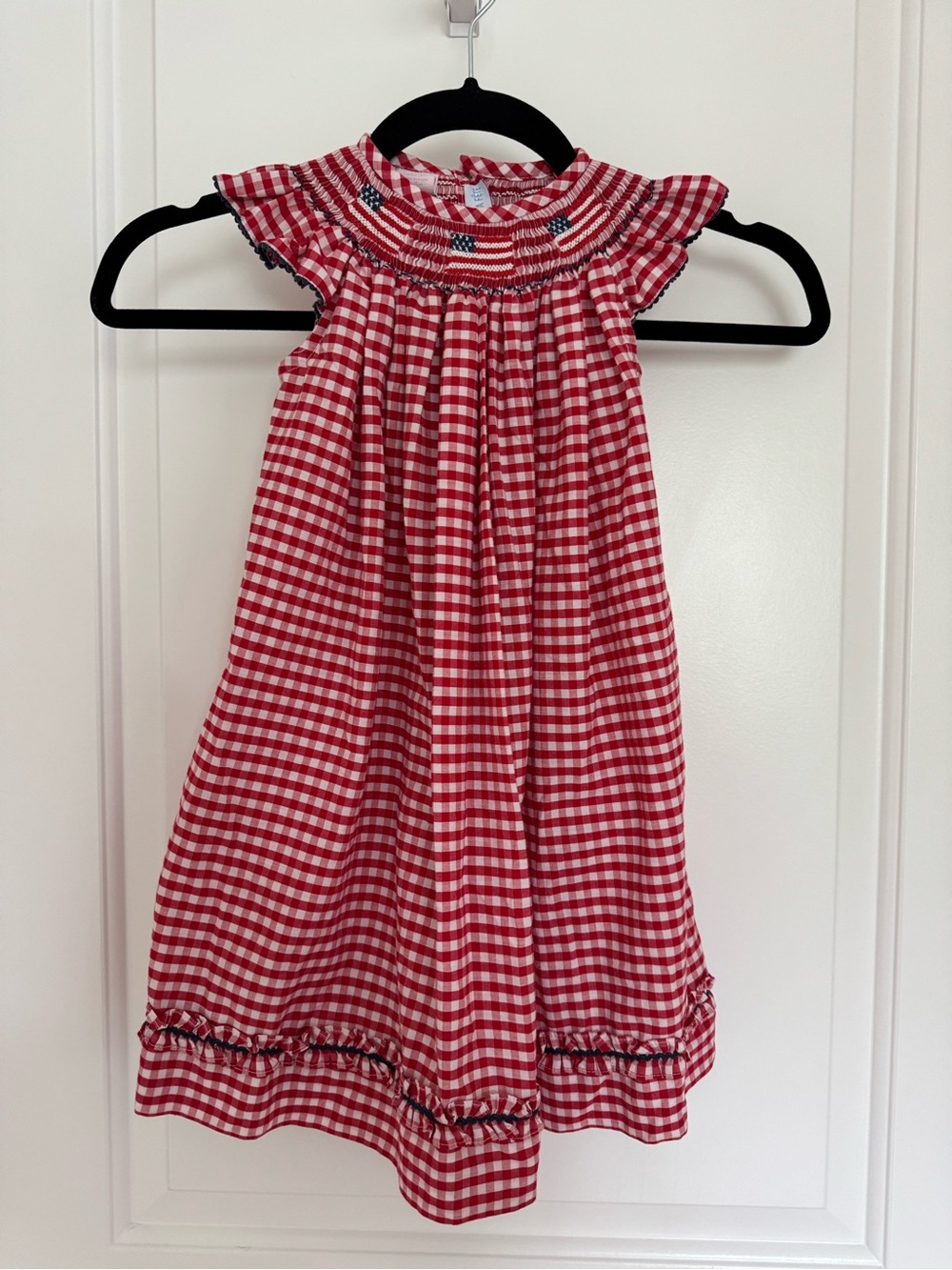 Vive La Fête Patriotic Smocked Gingham Dress 3T
